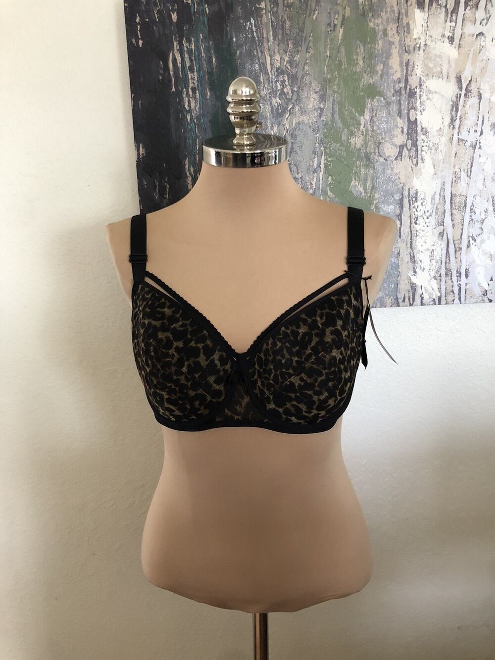 NWT Marlies Dekkers Peekaboo Plunge Bra 351601 Leopard Print SZ US 38D / EUR 85D